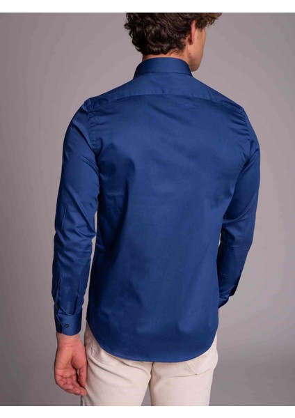 İndigo Erkek Slim Fit Düz Gömlek-DU2999011001A fırsatları