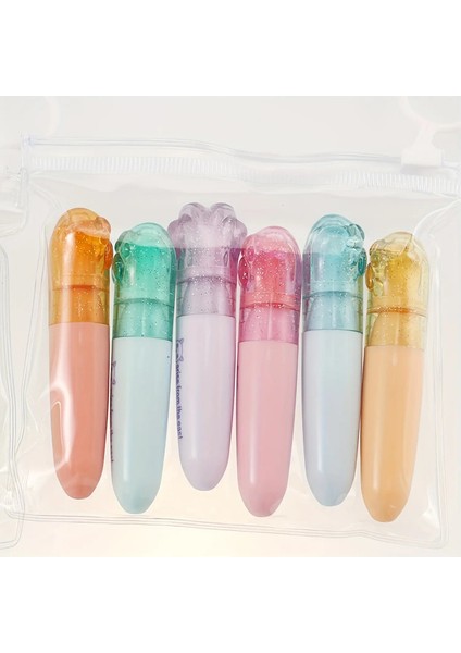 Sevimli Çizgi Film Kedi Vurgulayıcı Okul Ofis Kırtasiye Öğrenci Çizim Malzemeleri Kawaii Dondurma Mini Markerscolor: Floresan 6 Renk (Yurt Dışından)