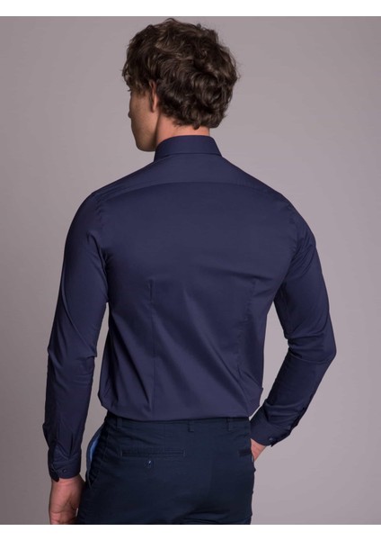 Lacivert Erkek Ekstra Slim Fit Poplin Gömlek-DU1999011017 fiyatları