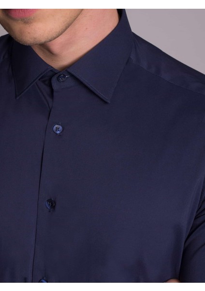 Lacivert Erkek Ekstra Slim Fit Poplin Gömlek-DU1999011017 modelleri