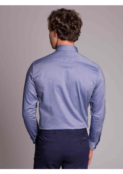 Lacivert Erkek Regular Fit Düğmeli Yaka Uzun Kol Gömlek modelleri