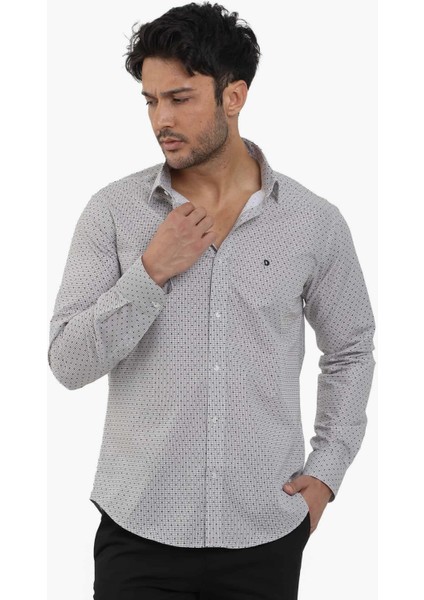 Slim Fit Düğmeli Yaka Kahve Erkek Gömlek DU1234013021 modelleri