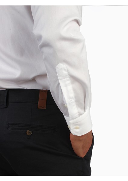 Beyaz Erkek Slim Fit Poplin Gömlek-DU1999011011A fırsatları