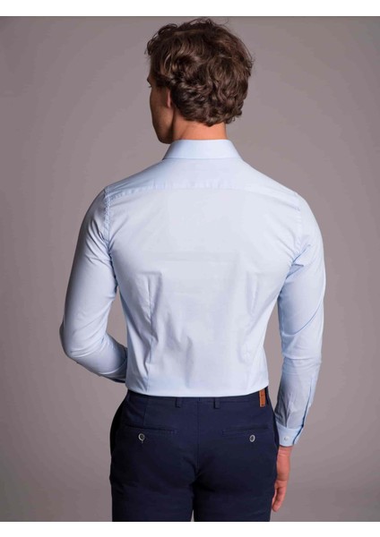 Açık Mavi Erkek Ekstra Slim Fit Poplin Gömlek-DU1999011017A modelleri