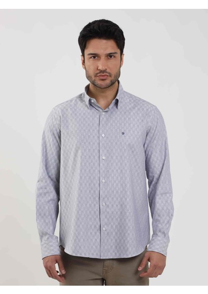 Regular Fit Düğmeli Yaka Lacivert Erkek Gömlek DU1234013013 fiyatları