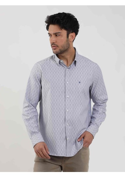 Regular Fit Düğmeli Yaka Lacivert Erkek Gömlek DU1234013013 modelleri