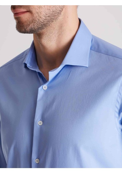 Koyu Mavi Erkek Slim Fit Düz Gömlek-DU2999011001A fiyatları