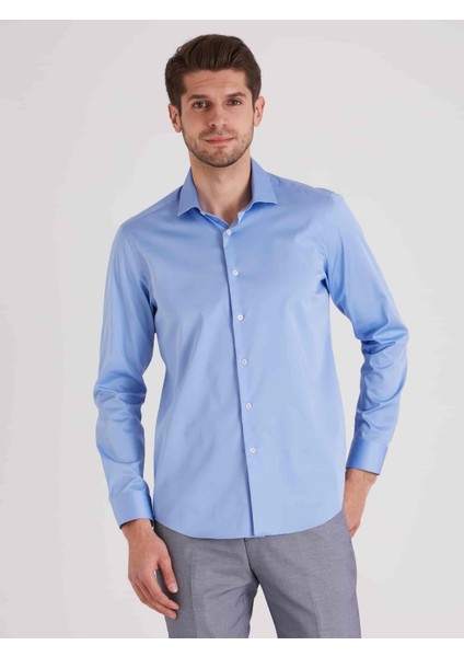 Koyu Mavi Erkek Slim Fit Düz Gömlek-DU2999011001A fırsatları