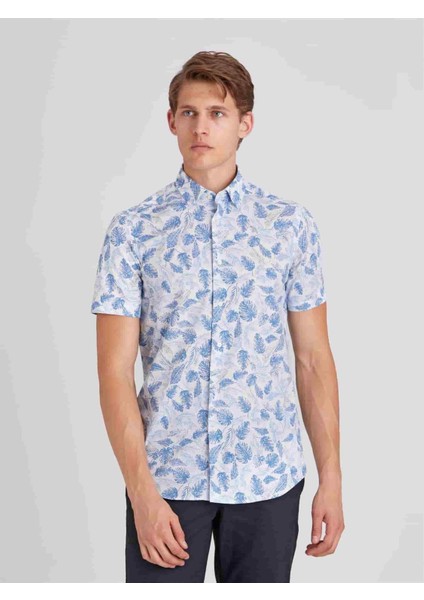 Beyaz Erkek Slim Fit Brent Yaka Gömlek modelleri