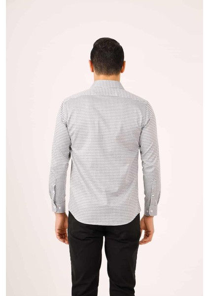 Koyu Gri Erkek Slim Fit Yarım İtalyan Yaka Uzun Kol Gömlek modelleri