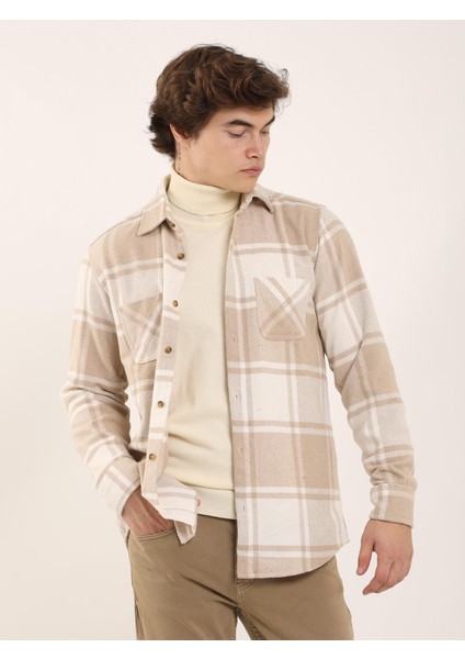 Bej Erkek Regular Fit Brent Yaka Uzun Kol Gömlek fiyatları