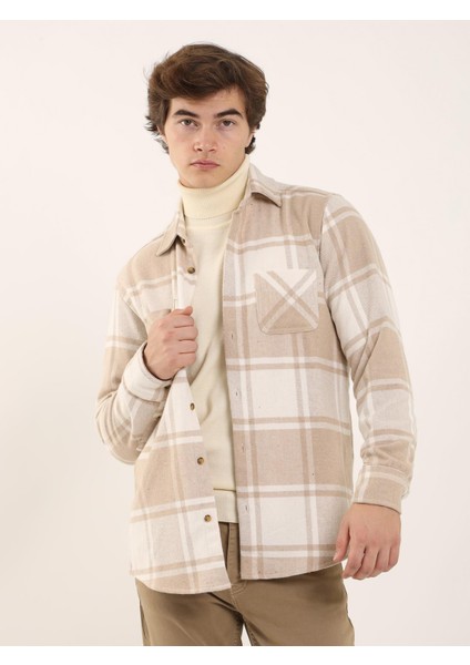 Bej Erkek Regular Fit Brent Yaka Uzun Kol Gömlek modelleri