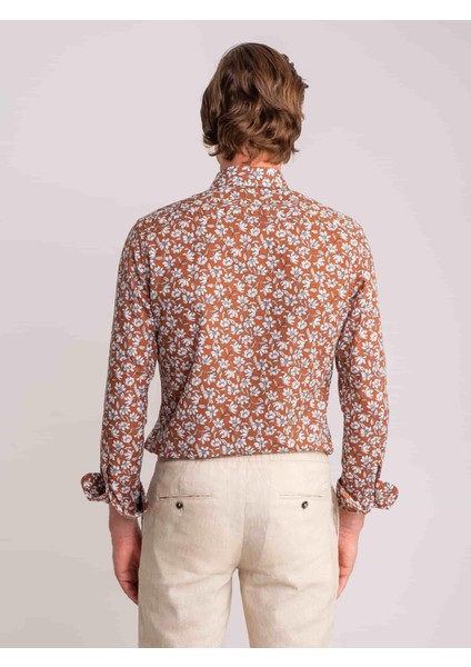 Kahve Erkek Slim Fit Brent Alttan Düğmeli Yaka Uzun Kol Gömlek fırsatları