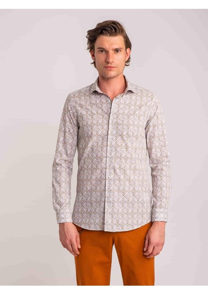 Yeşil Erkek Slim Fit Paul Yaka Uzun Kol Gömlek fırsatları