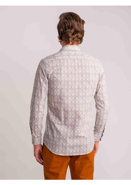 Yeşil Erkek Slim Fit Paul Yaka Uzun Kol Gömlek indirimleri