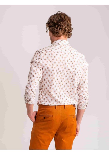 Kahve Erkek Slim Fit Brent Düğmeli Yaka Gömlek fırsatları