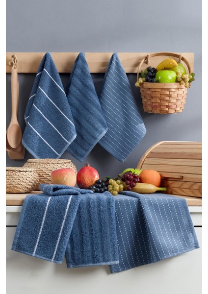 6'lı Mutfak Havlusu Seti, 30X50 Cm, Şık ve Kullanışlı, Lacivert
