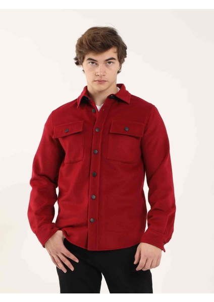 Kırmızı Erkek Regular Fit Brent Yaka Uzun Kol Gömlek - 96807