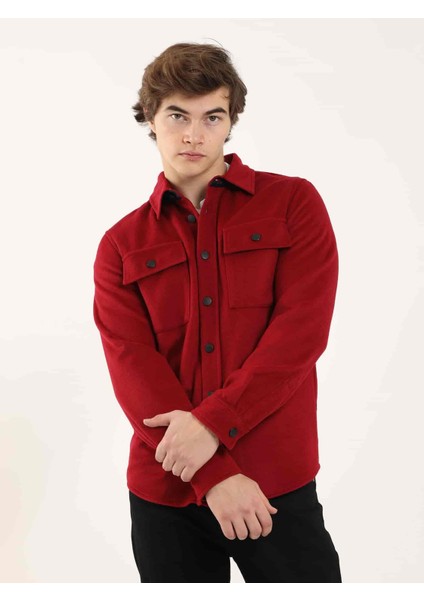 Kırmızı Erkek Regular Fit Brent Yaka Uzun Kol Gömlek - 96807 fiyatları