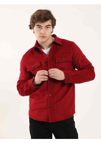 Kırmızı Erkek Regular Fit Brent Yaka Uzun Kol Gömlek - 96807 modelleri