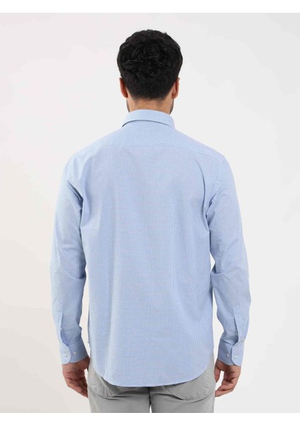 Regular Fit Düğmeli Yaka Mavi Erkek Gömlek DU1234013010 indirimleri