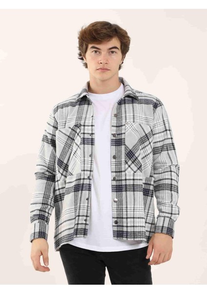 Gri Erkek Regular Fit Klasik Yaka Uzun Kol Gömlek