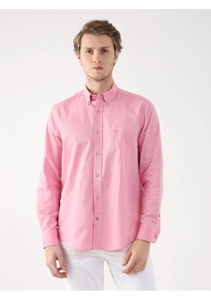 Pembe Erkek Regular Fit Brent Düğmeli Yaka Uzun Kol Gömlek modelleri