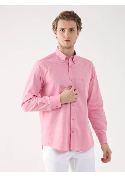 Pembe Erkek Regular Fit Brent Düğmeli Yaka Uzun Kol Gömlek fırsatları