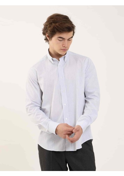 Lacivert Erkek Regular Fit Düğmeli Yaka Uzun Kol Gömlek - 97936 fiyatları