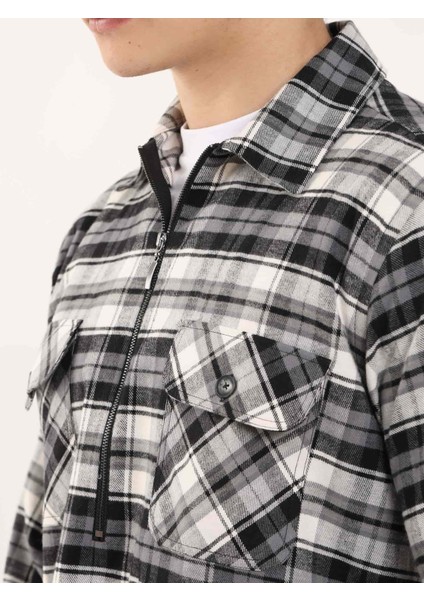 Gri-Siyah Erkek Regular Fit Klasik Yaka Uzun Kol Gömlek indirimleri