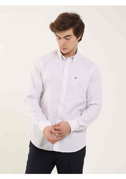 Bordo Erkek Regular Fit Düğmeli Yaka Uzun Kol Gömlek - 97911 fiyatları