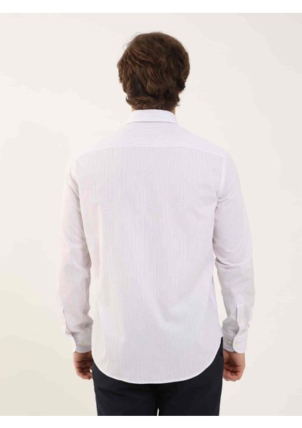 Bordo Erkek Regular Fit Düğmeli Yaka Uzun Kol Gömlek - 97911 modelleri