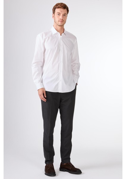 Beyaz Düz Erkek Gömlek - Regular Fıt fiyatları