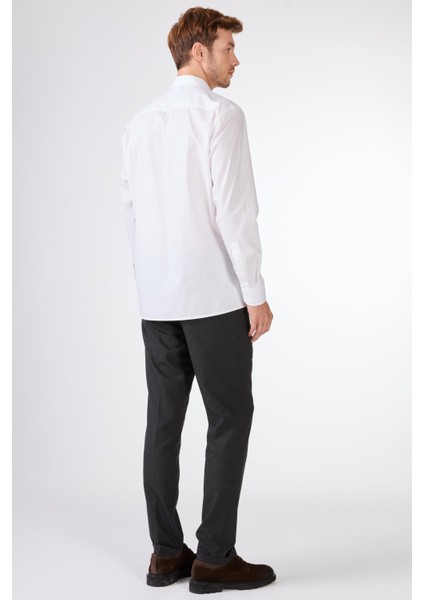 Beyaz Düz Erkek Gömlek - Regular Fıt modelleri
