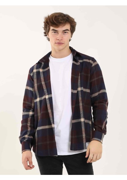 Bordo Erkek Regular Fit Klasik Yaka Uzun Kol Gömlek