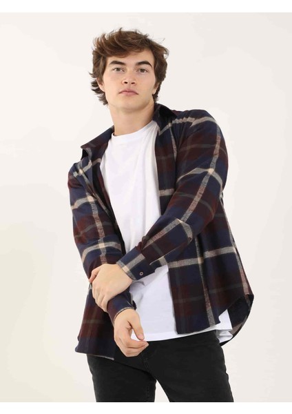 Bordo Erkek Regular Fit Klasik Yaka Uzun Kol Gömlek modelleri