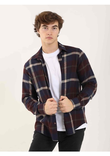 Bordo Erkek Regular Fit Klasik Yaka Uzun Kol Gömlek fırsatları