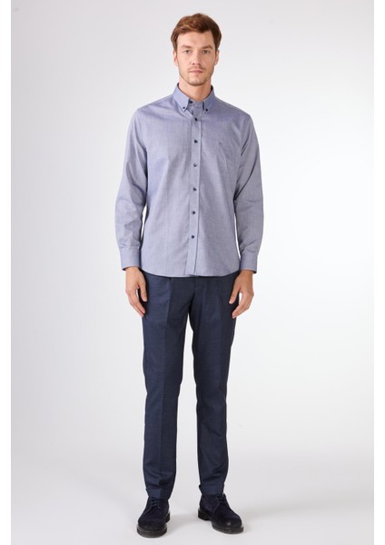 Lacivert Erkek Regular Fit Brent Düğmeli Yaka Uzun Kol Gömlek fiyatları