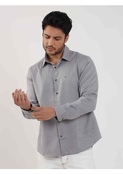 Regular Fit Düğmeli Yaka Kahve Erkek Gömlek DU1234013012 modelleri