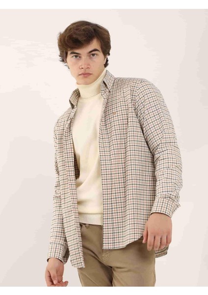 Kiremit Erkek Regular Fit Düğmeli Yaka Uzun Kol Gömlek fiyatları