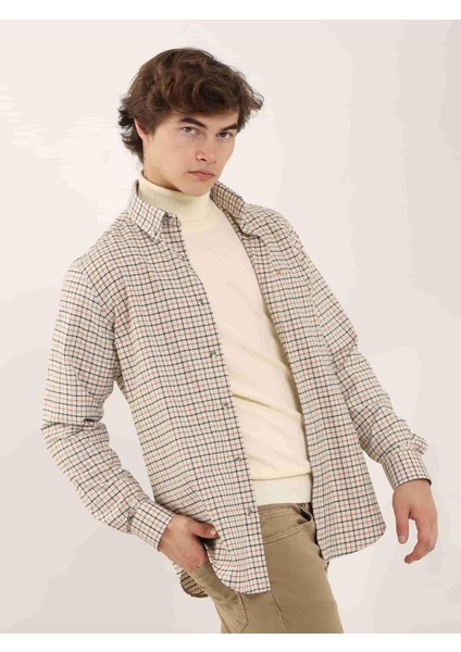 Kiremit Erkek Regular Fit Düğmeli Yaka Uzun Kol Gömlek modelleri
