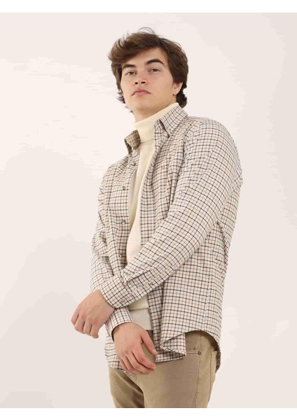 Kiremit Erkek Regular Fit Düğmeli Yaka Uzun Kol Gömlek fırsatları