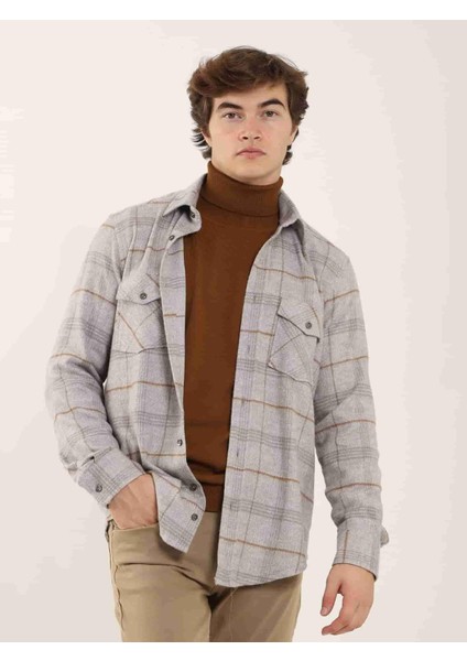 Gri Erkek Regular Fit Klasik Yaka Uzun Kol Gömlek fiyatları