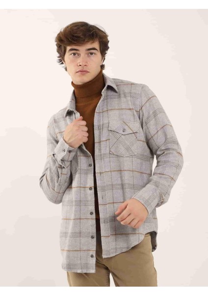 Gri Erkek Regular Fit Klasik Yaka Uzun Kol Gömlek fırsatları