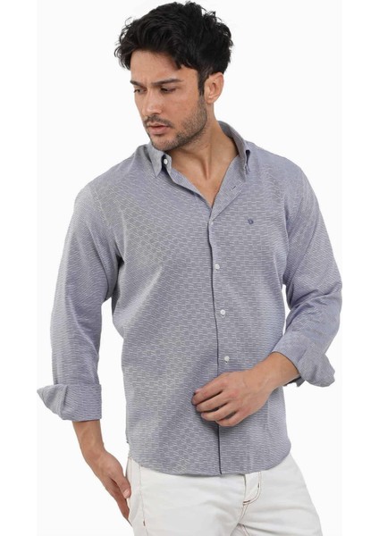 Regular Fit Düğmeli Yaka Lacivert Erkek Gömlek DU1234013012 fırsatları