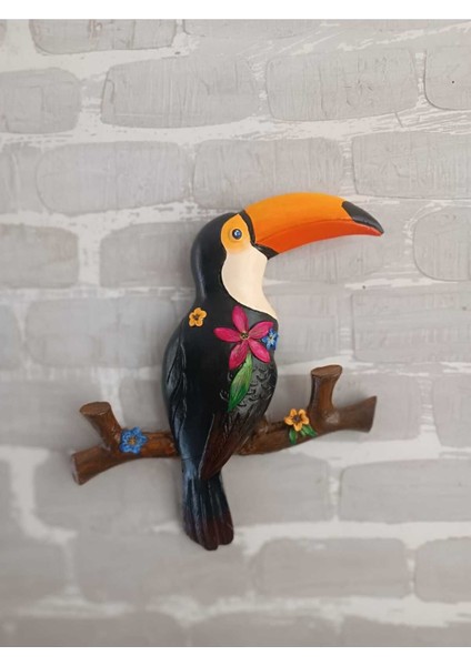 Renkli Tukan Kuşu Dekoratif 2'li Set, Hediye Kutulu, 23X26 cm fiyatları