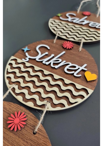 Sabret Şükret Dua Et 2d Mdf Lazer Kesim Ceviz Kapı ve Duvar Süsü fırsatları