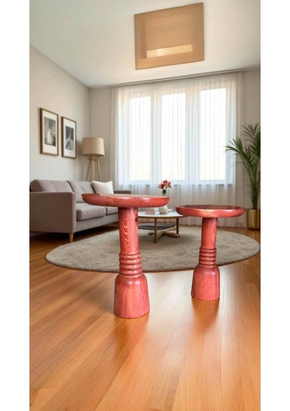 2li Ahşap Mantar Sehpa Seti Maun Renk Yan Sehpa Takımı fiyatları