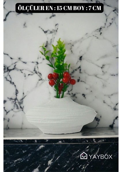 Dekoratif Vazo El Yapımı Beyaz Model 31