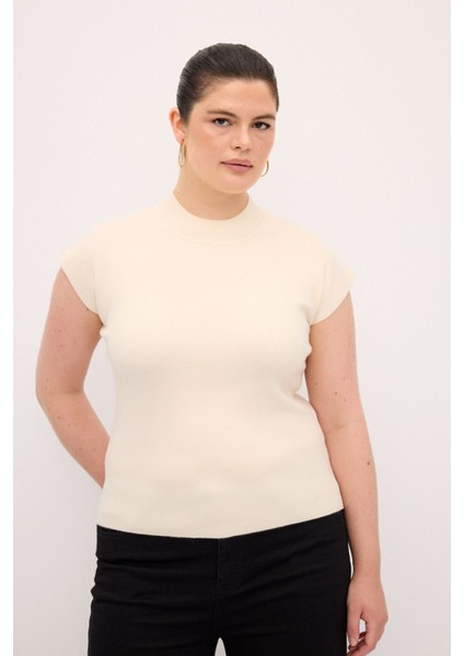 Boğazlı Kısa Kol Triko Kazak Vanilya 139L9091000 fiyatları